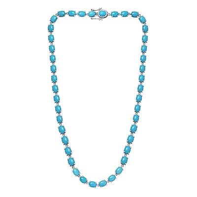 D'Joy Premium Sleeping Beauty Turquoise 47.60 ctw Link Necklace in Rhodium Over Sterling Silver 18 Inches