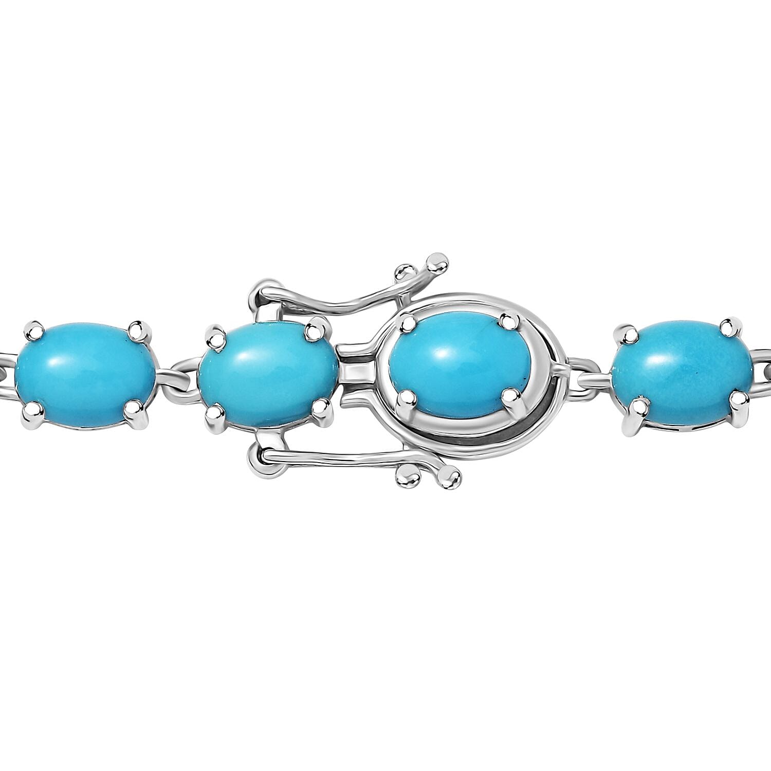 D'Joy Premium Sleeping Beauty Turquoise 47.60 ctw Link Necklace in Rhodium Over Sterling Silver 18 Inches