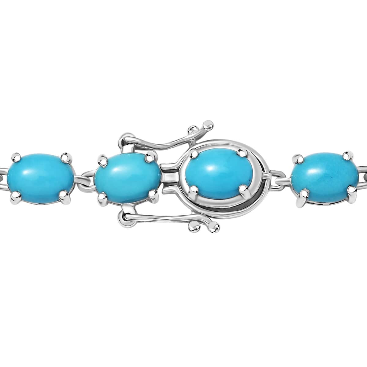 Doorbuster Premium Sleeping Beauty Turquoise 47.60 ctw Link Necklace in Rhodium Over Sterling Silver 18 Inches image number 4