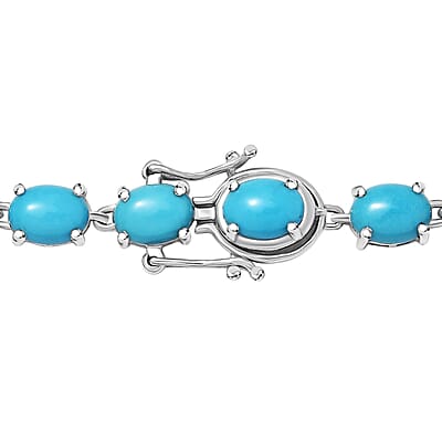 D'Joy Premium Sleeping Beauty Turquoise 47.60 ctw Link Necklace in Rhodium Over Sterling Silver 18 Inches