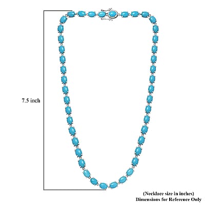 D'Joy Premium Sleeping Beauty Turquoise 47.60 ctw Link Necklace in Rhodium Over Sterling Silver 18 Inches