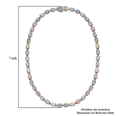 Premium Ethiopian Welo Opal 39.20 ctw Link Necklace in Rhodium Over Sterling Silver 18 Inches