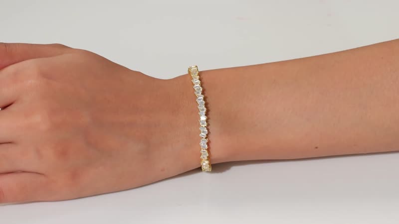Doorbuster White Zircon 7.50 ctw Bracelet in 18K Vermeil Yellow Gold Over Sterling Silver (6.50 In)