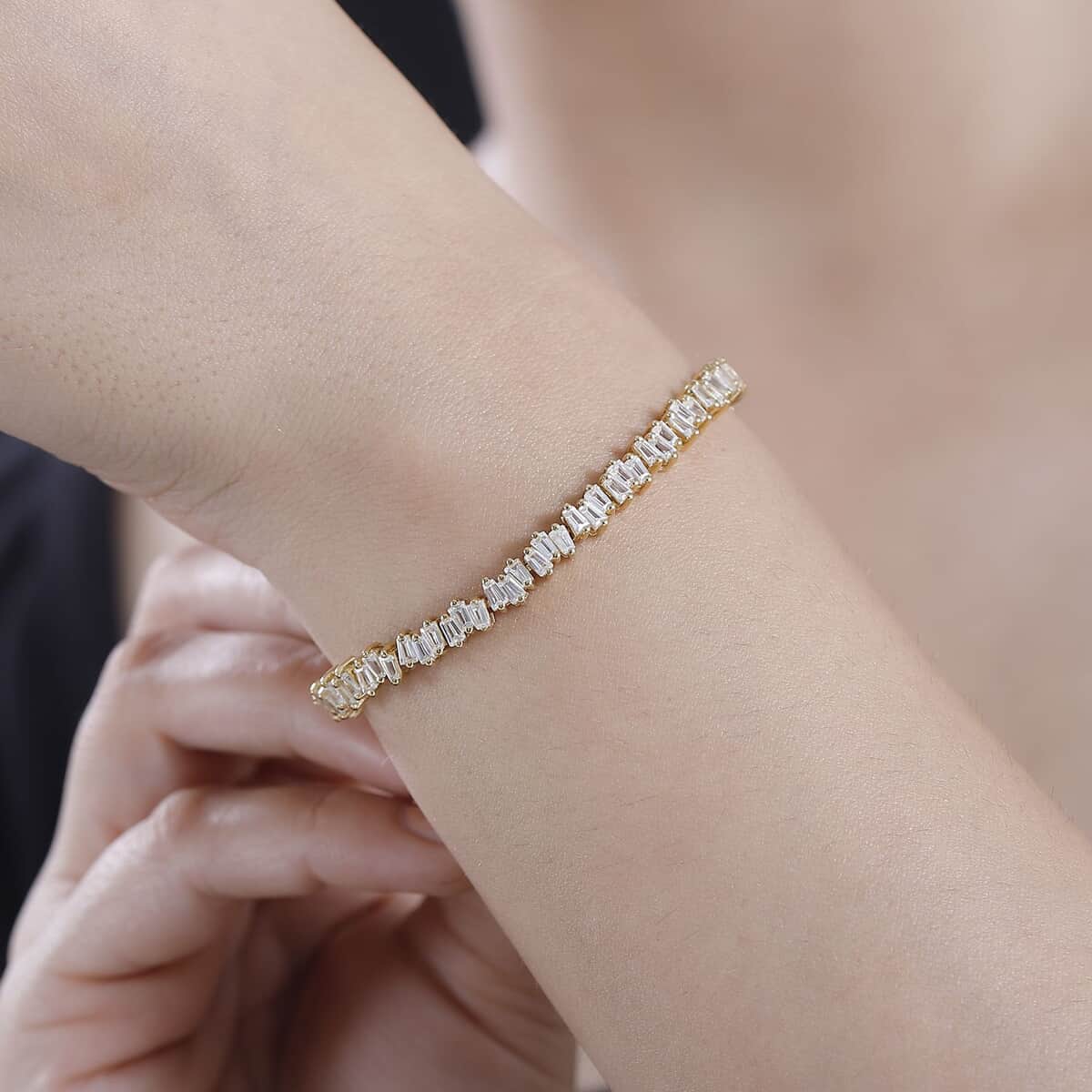 Doorbuster White Zircon 7.50 ctw Arctic Spark Bracelet in 18K Vermeil Yellow Gold Over Sterling Silver (6.50 In) image number 2