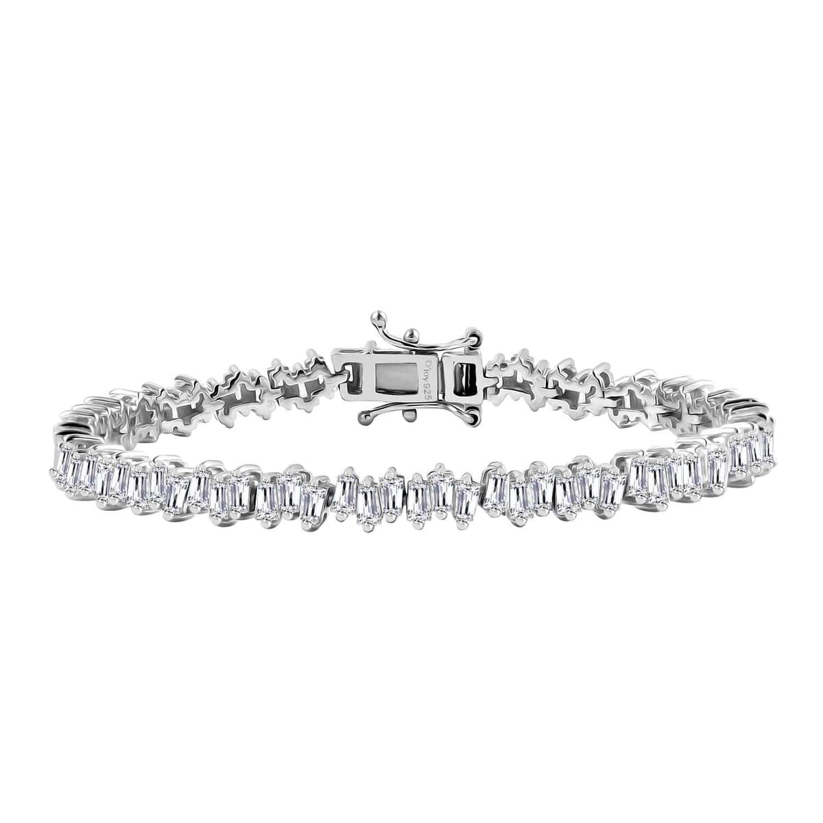 White Zircon 7.50 ctw Arctic Spark Bracelet in Rhodium Over Sterling Si (6.50 In) image number 0