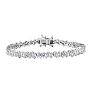 White Zircon 7.50 ctw Arctic Spark Bracelet in Rhodium Over Sterling Si (6.50 In)