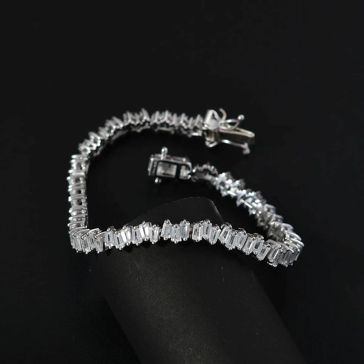 White Zircon 7.50 ctw Arctic Spark Bracelet in Rhodium Over Sterling Si (6.50 In) image number 1