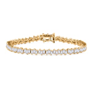 White Zircon 8.60 ctw Arctic Spark Bracelet in 18K Vermeil Yellow Gold Over Sterling Silver (7.25 In)