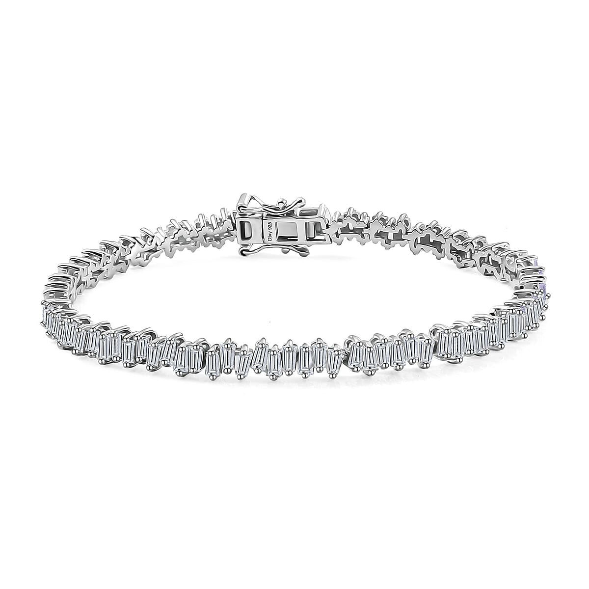 White Zircon 8.60 ctw Arctic Spark Bracelet in Rhodium Over Sterling Silver (7.25 In) image number 0