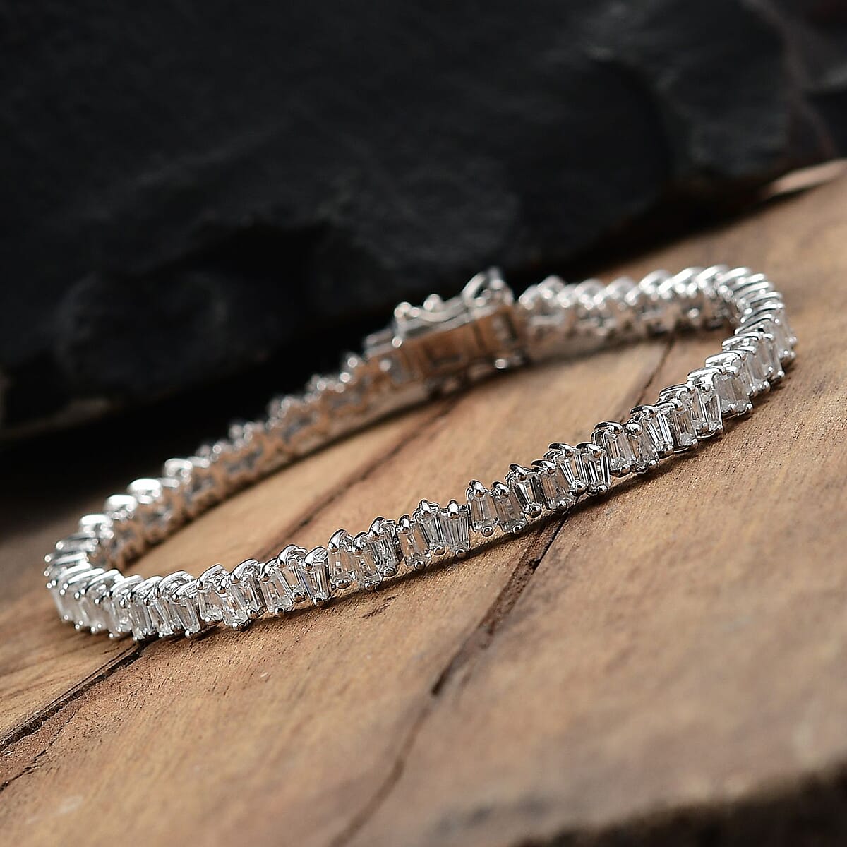White Zircon 8.60 ctw Arctic Spark Bracelet in Rhodium Over Sterling Silver (7.25 In) image number 1