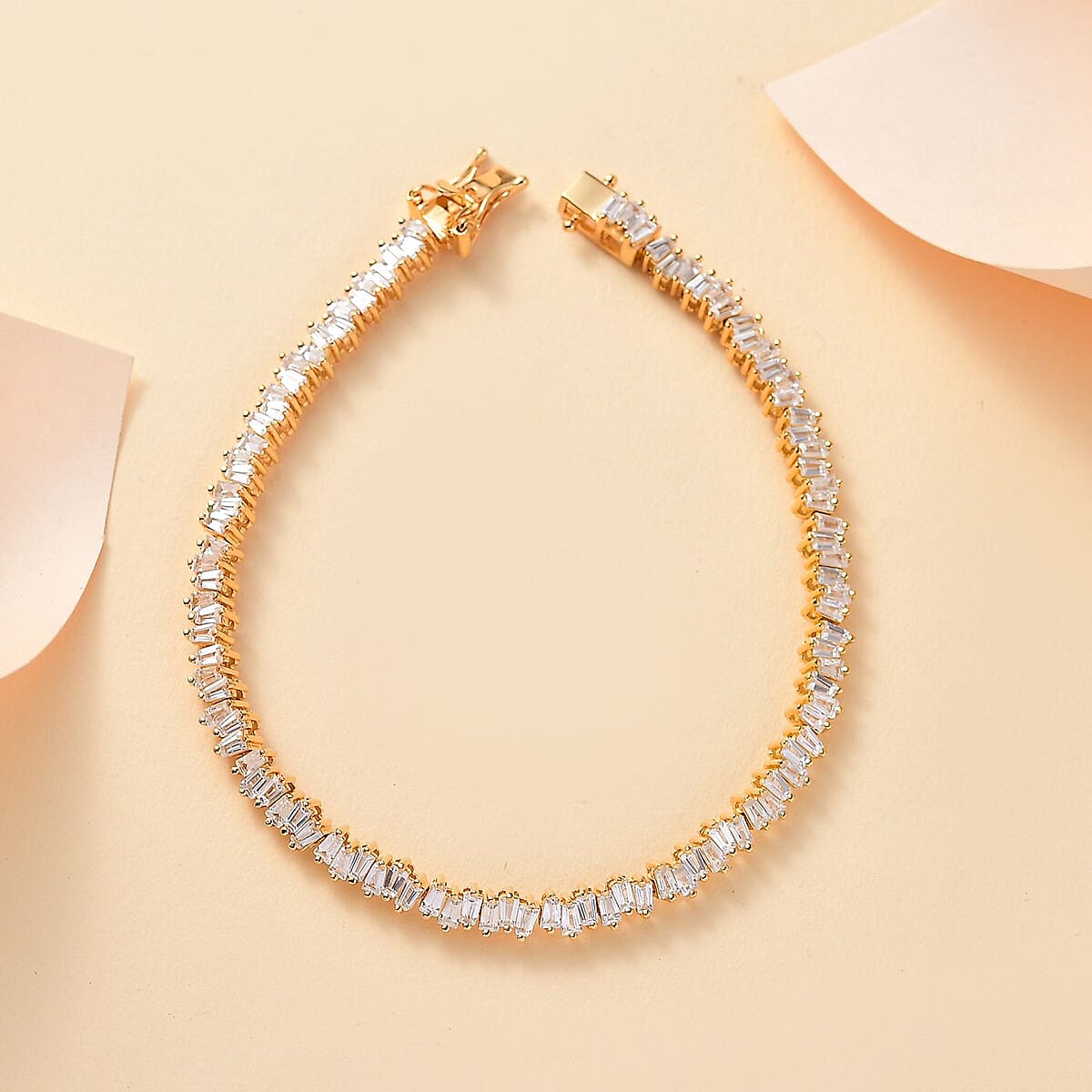 D'Joy White Zircon 9.50 ctw Arctic Spark Bracelet in 18K Vermeil Yellow Gold Over Sterling Silver (8.00 In) image number 1