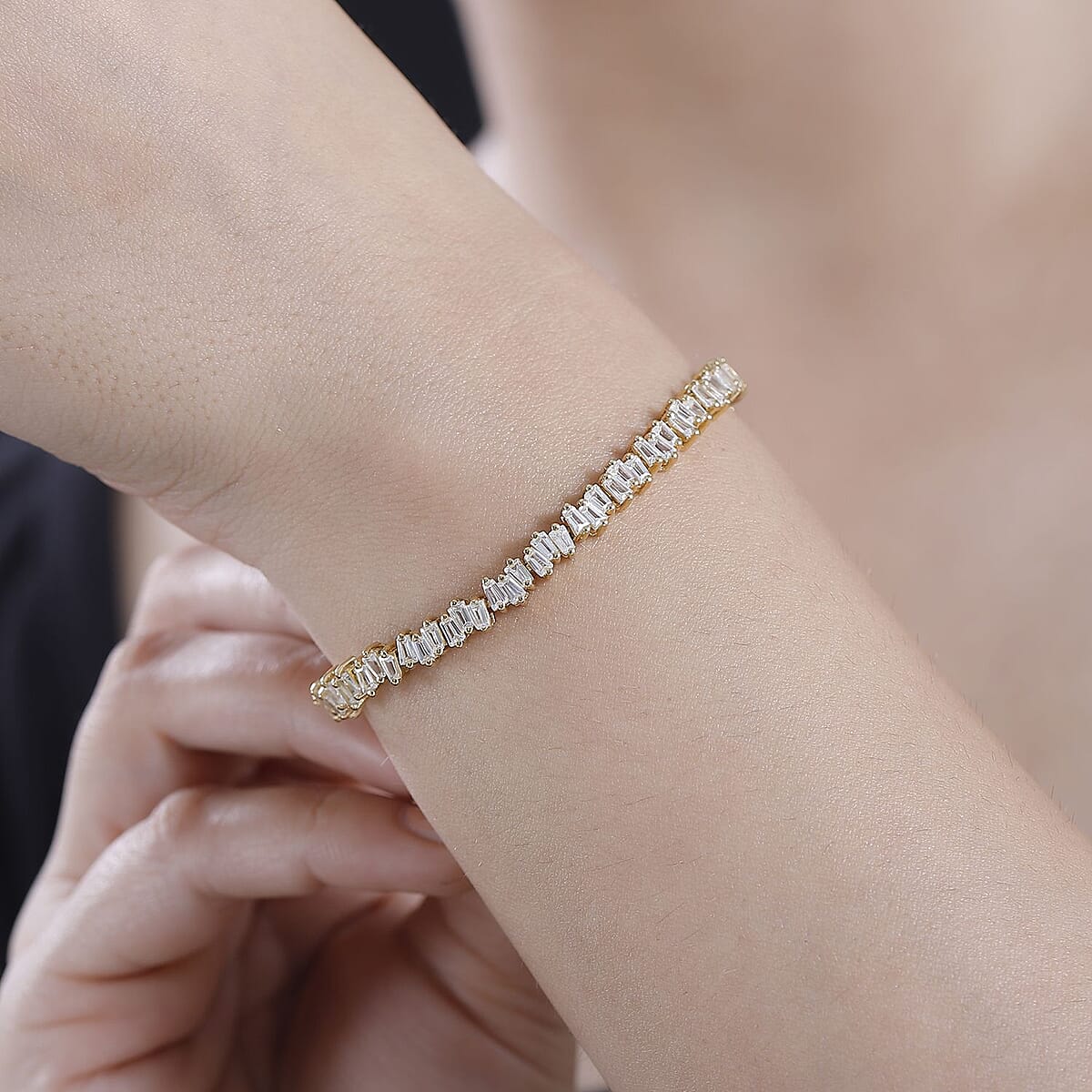 D'Joy White Zircon 9.50 ctw Arctic Spark Bracelet in 18K Vermeil Yellow Gold Over Sterling Silver (8.00 In) image number 2