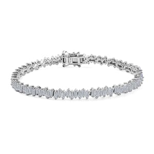 White Zircon 9.50 ctw Arctic Spark Bracelet in Rhodium Over Sterling Silver (8.00 In) 9.50 ctw