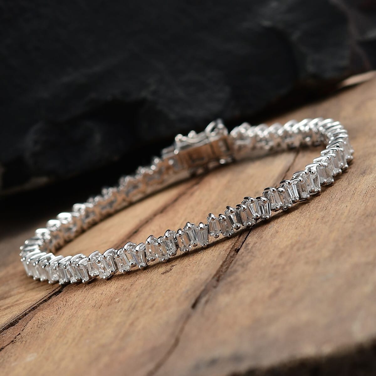 White Zircon 9.50 ctw Arctic Spark Bracelet in Rhodium Over Sterling Silver (8.00 In) 9.50 ctw image number 1