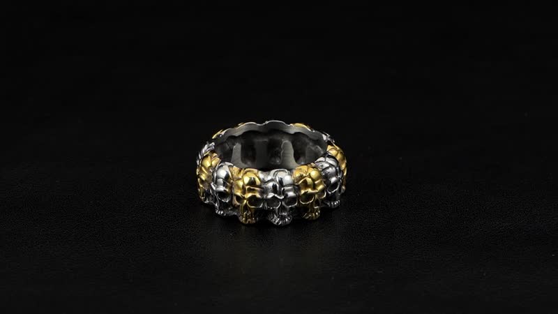 Skull Eternity Ring in ION Plated YG and Stainless Steel (Size 10.0)