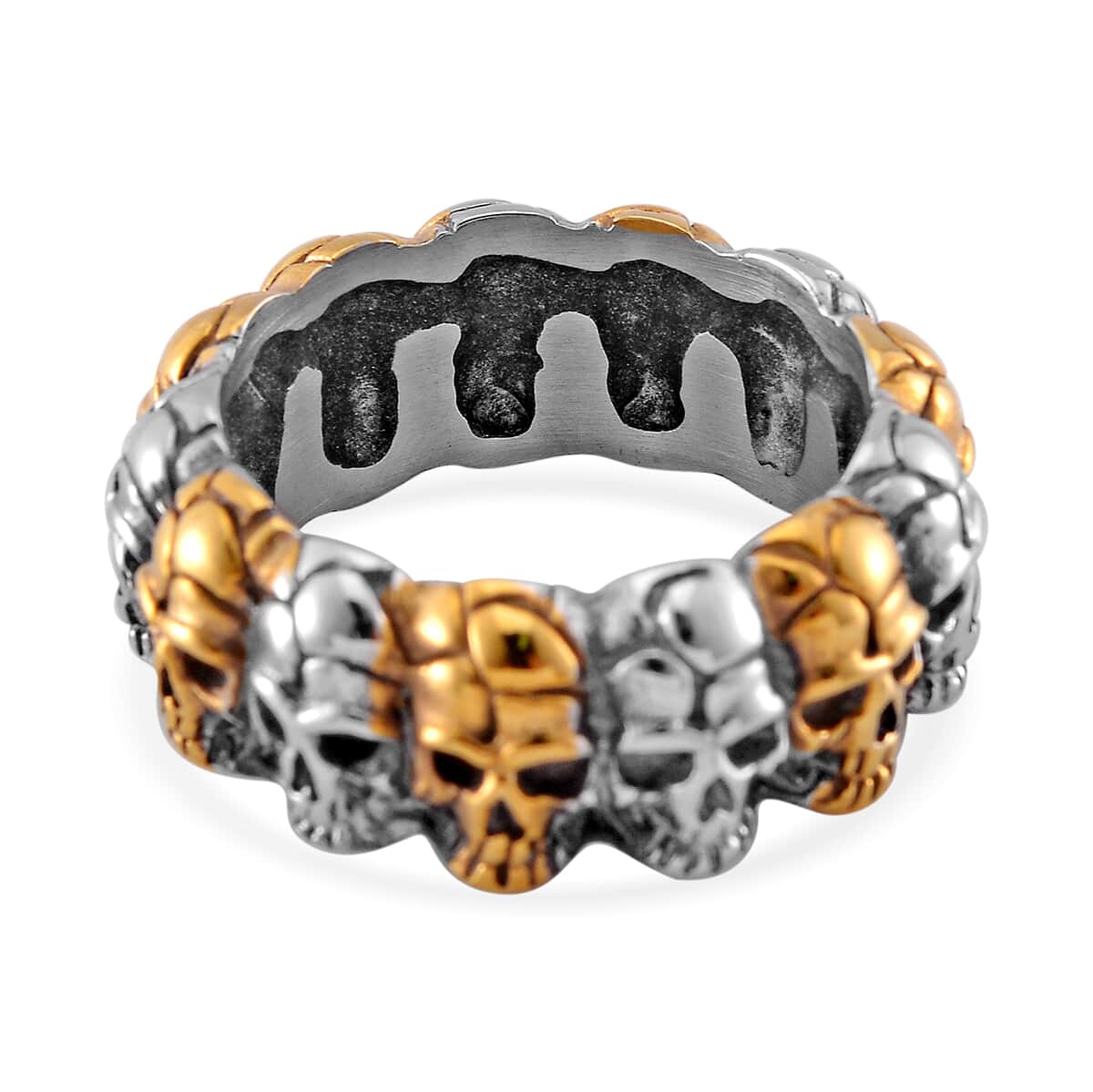 Skull Eternity Ring in ION Plated YG and Stainless Steel (Size 10.0) image number 3