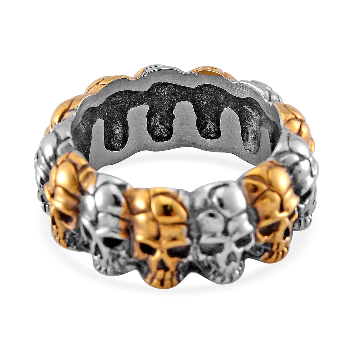 Skull Eternity Ring in ION Plated YG and Stainless Steel (Size 12.0) image number 3