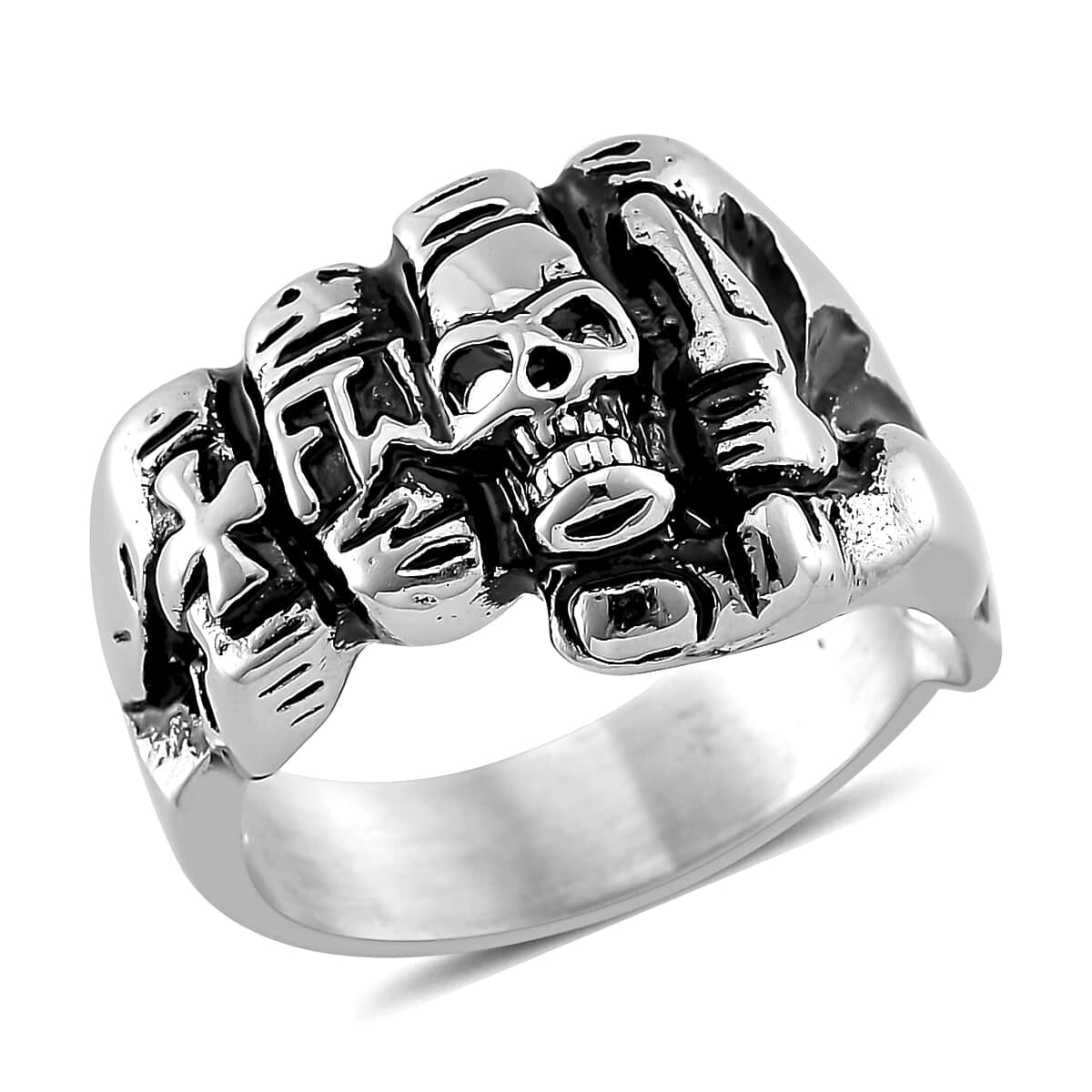 Skull Sentinel Ring in Stainless Steel (Size 10.0) image number 0