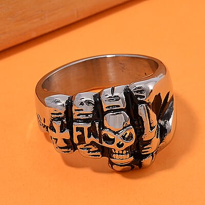 Skull Sentinel Ring in Stainless Steel (Size 10.0)