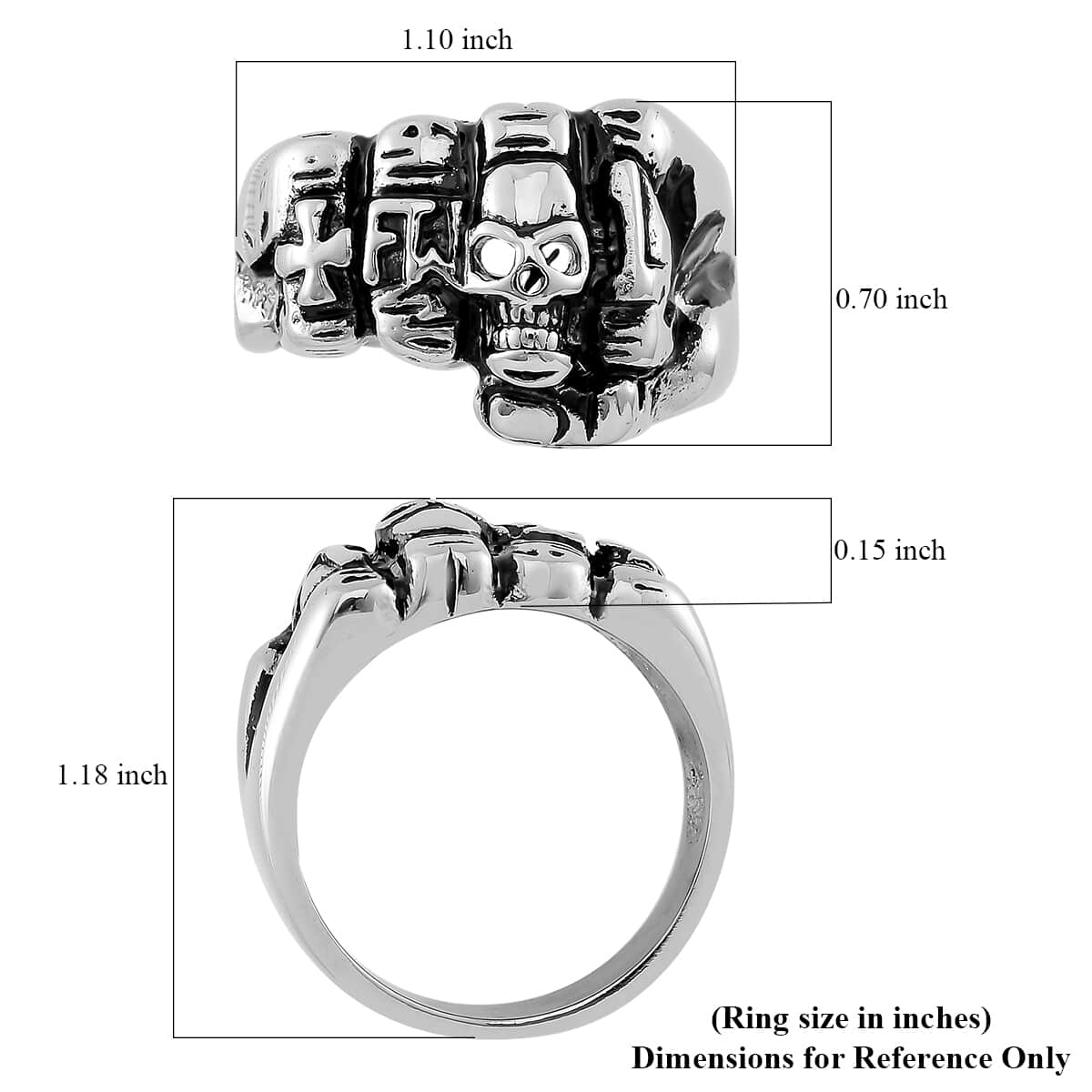 Skull Sentinel Ring in Stainless Steel (Size 10.0) image number 5