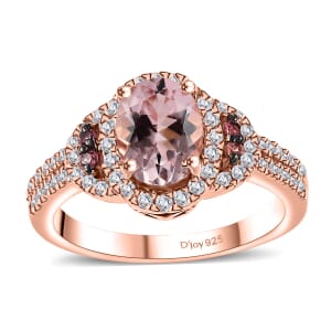 Premium Pink Morganite and Multi Gemstone 1.80 ctw Sunset Rose Ring in 18K Vermeil Rose Gold Over Sterling Silver (Size 10.0)