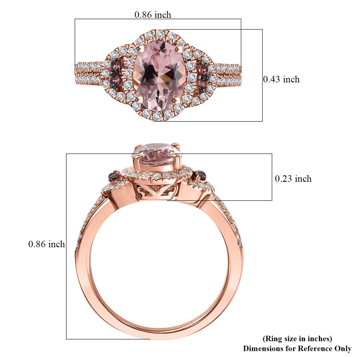 Premium Pink Morganite and Multi Gemstone 1.80 ctw Sunset Rose Ring in 18K Vermeil Rose Gold Over Sterling Silver (Size 10.0) image number 5