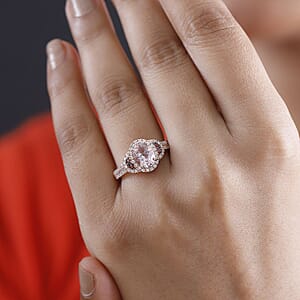 D'Joy Premium Pink Morganite and Multi Gemstone 1.80 ctw Sunset Rose Ring in 18K Vermeil Rose Gold Over Sterling Silver (Size 7.0)