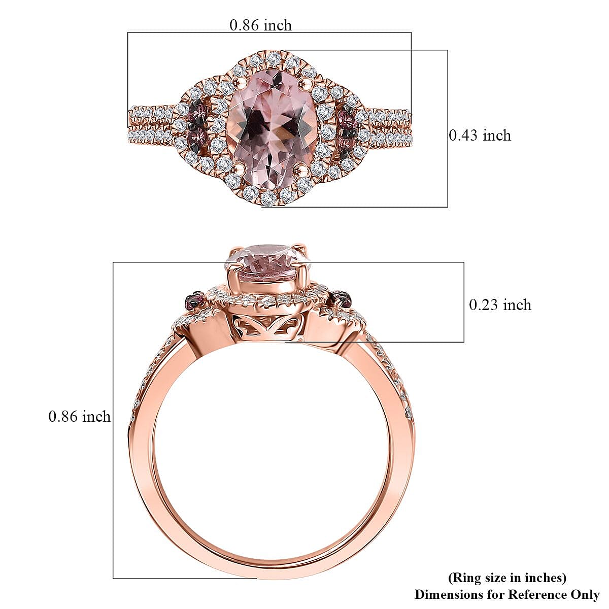 D'Joy Premium Pink Morganite and Multi Gemstone 1.80 ctw Sunset Rose Ring in 18K Vermeil Rose Gold Over Sterling Silver (Size 8.0) image number 5