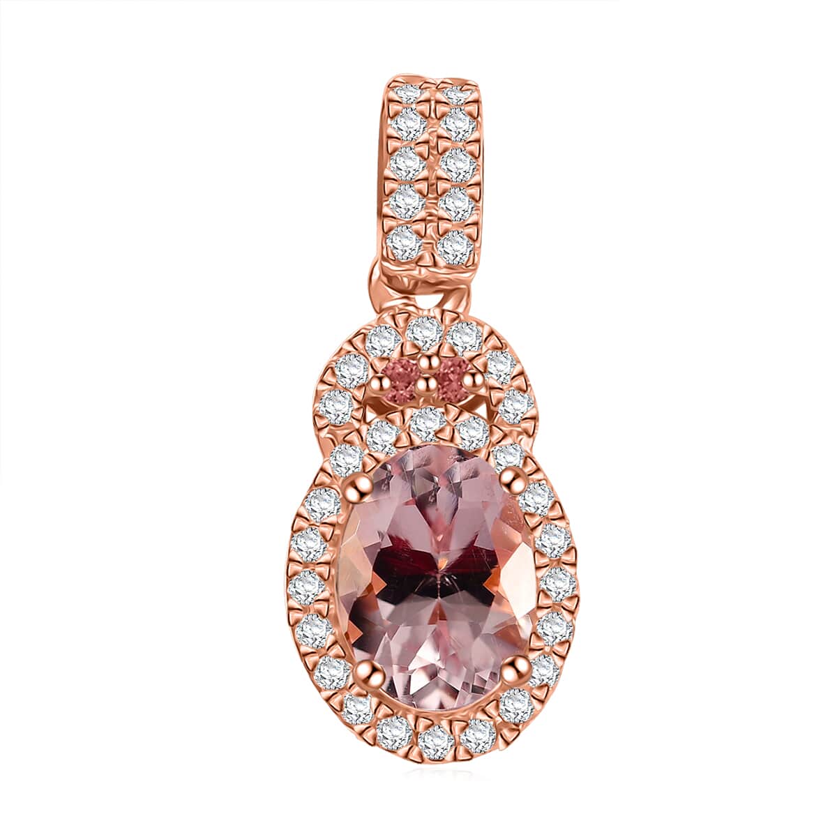 Doorbuster Premium Pink Morganite and Multi Gemstone 1.70 ctw Sunset Rose Pendant in 18K Vermeil Rose Gold Over Sterling Silver image number 0