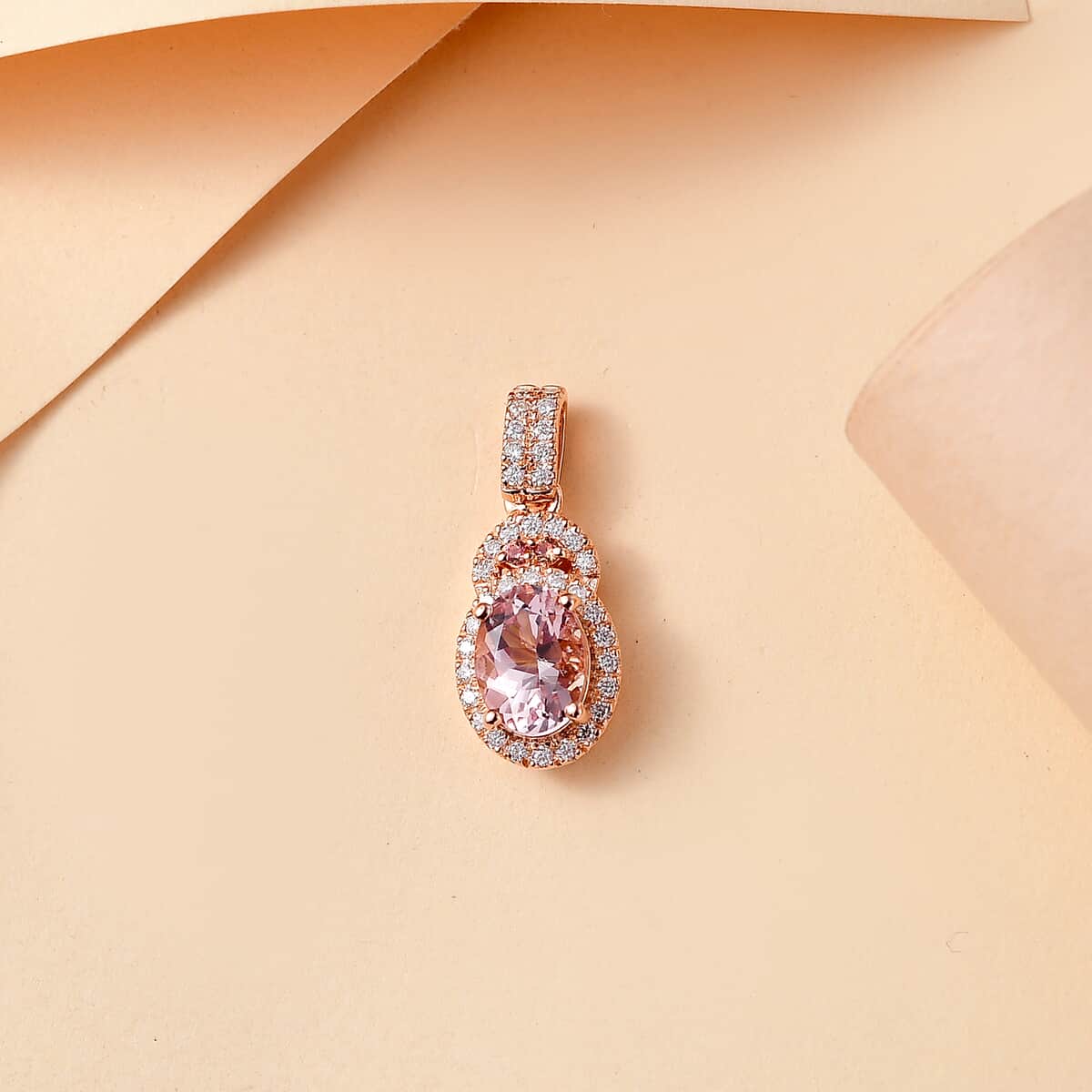 Doorbuster Premium Pink Morganite and Multi Gemstone 1.70 ctw Sunset Rose Pendant in 18K Vermeil Rose Gold Over Sterling Silver image number 1