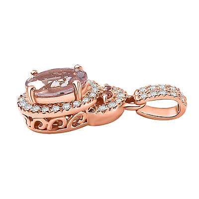 Premium Pink Morganite and Multi Gemstone 1.70 ctw Sunset Rose Pendant in 18K Vermeil Rose Gold Over Sterling Silver