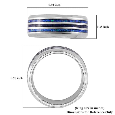 Lab Created Opal and Lapis Lazuli 0.70 ctw Ring in Natural Titanium (Size 10.0)