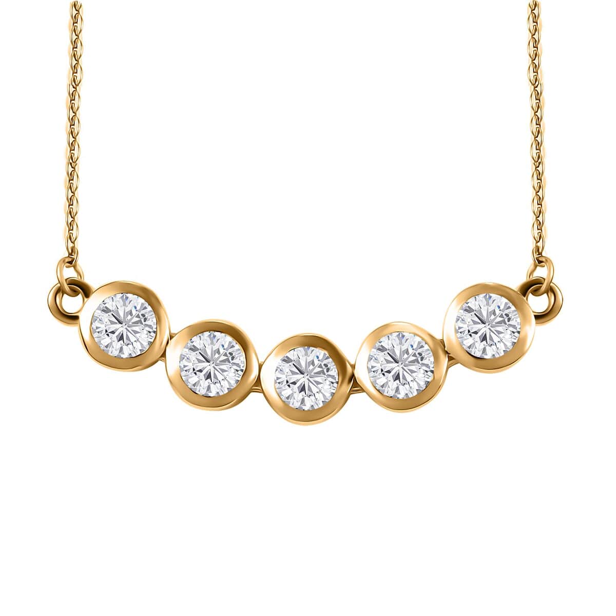 Moissanite Necklace 18 Inches in 18K Vermeil Yellow Gold Over Sterling Silver image number 0