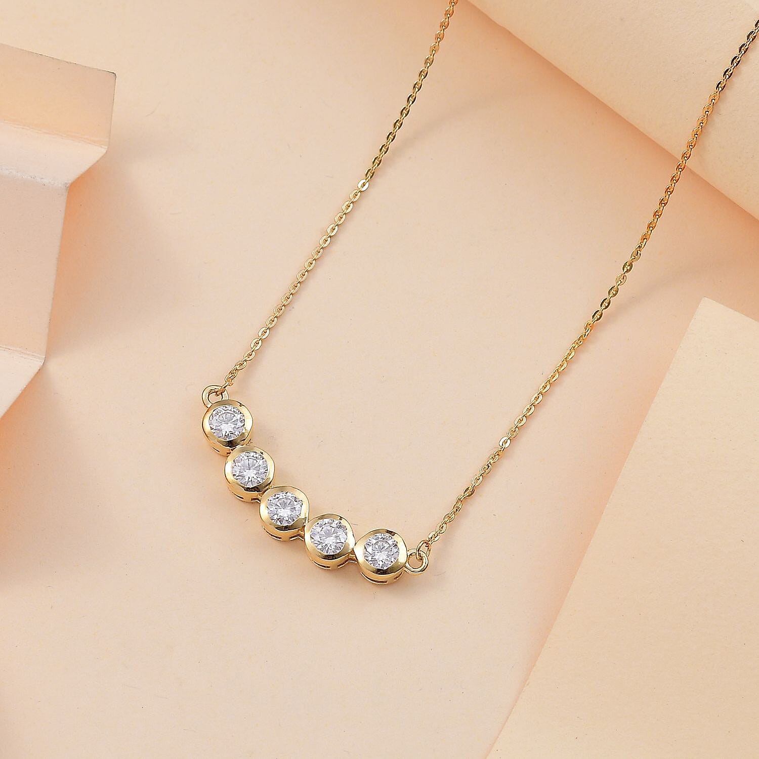 Moissanite Necklace 18 Inches in 18K Vermeil Yellow Gold Over Sterling Silver