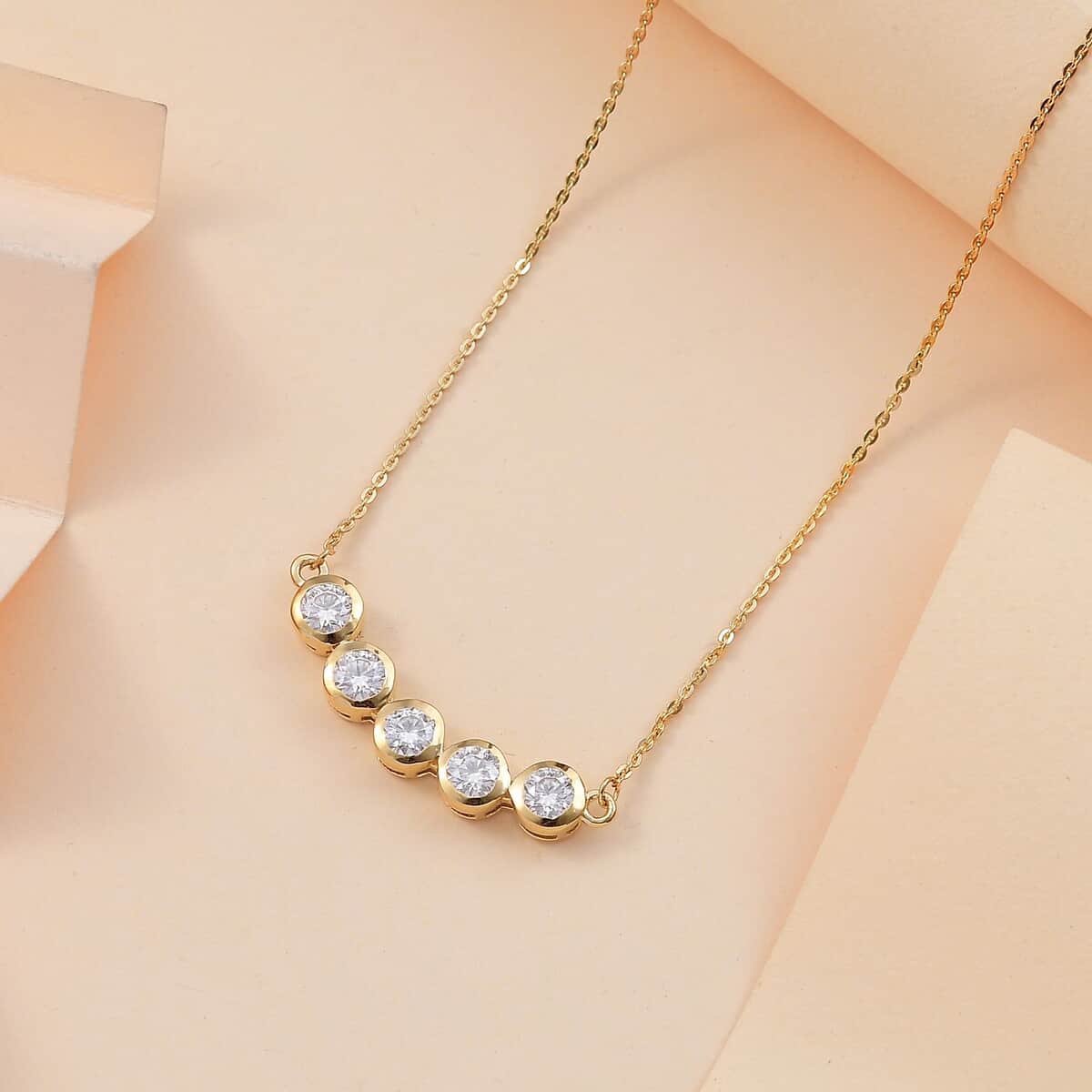 Moissanite Necklace 18 Inches in 18K Vermeil Yellow Gold Over Sterling Silver image number 1