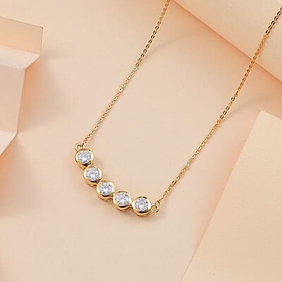 Moissanite Necklace 18 Inches in 18K Vermeil Yellow Gold Over Sterling Silver