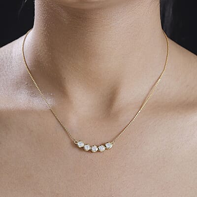 Moissanite Necklace 18 Inches in 18K Vermeil Yellow Gold Over Sterling Silver