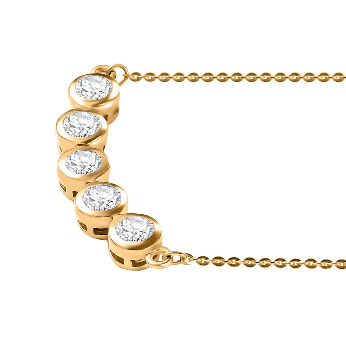 Moissanite Necklace 18 Inches in 18K Vermeil Yellow Gold Over Sterling Silver image number 3