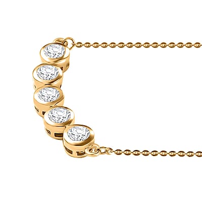 Moissanite Necklace 18 Inches in 18K Vermeil Yellow Gold Over Sterling Silver