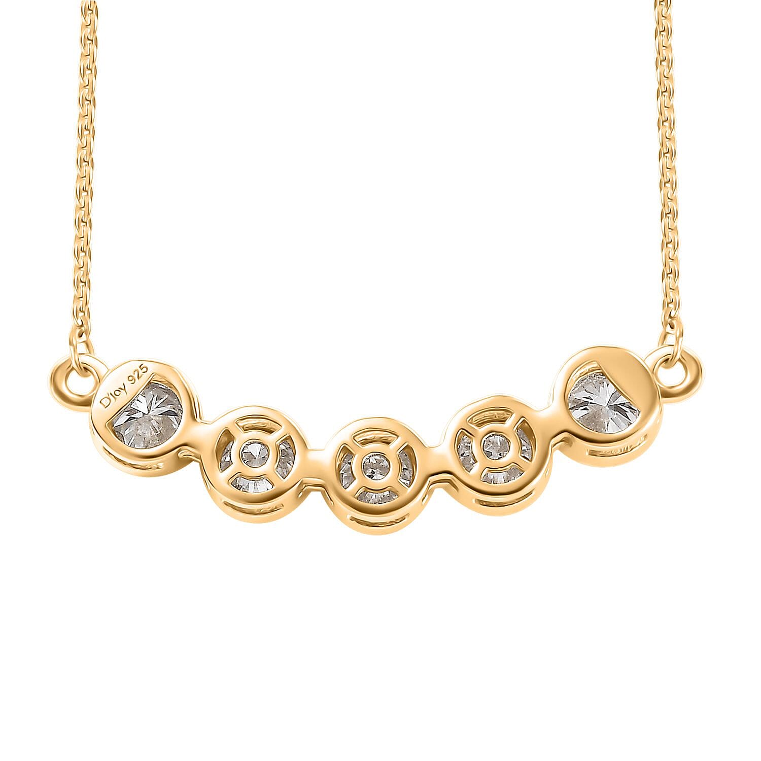 Moissanite Necklace 18 Inches in 18K Vermeil Yellow Gold Over Sterling Silver