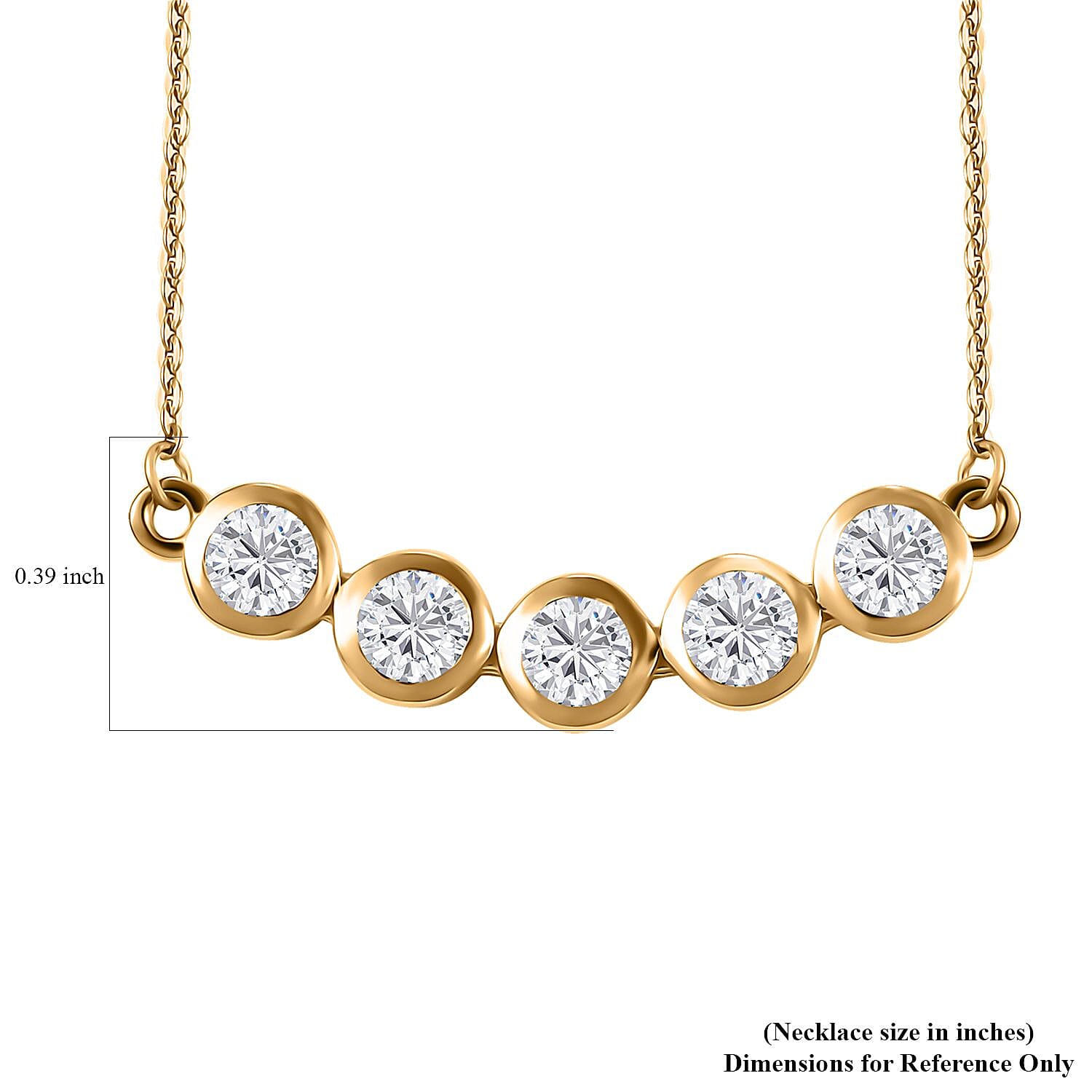 Moissanite Necklace 18 Inches in 18K Vermeil Yellow Gold Over Sterling Silver