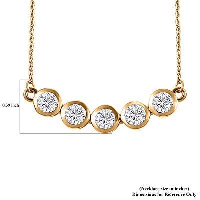 Moissanite Necklace 18 Inches in 18K Vermeil Yellow Gold Over Sterling Silver
