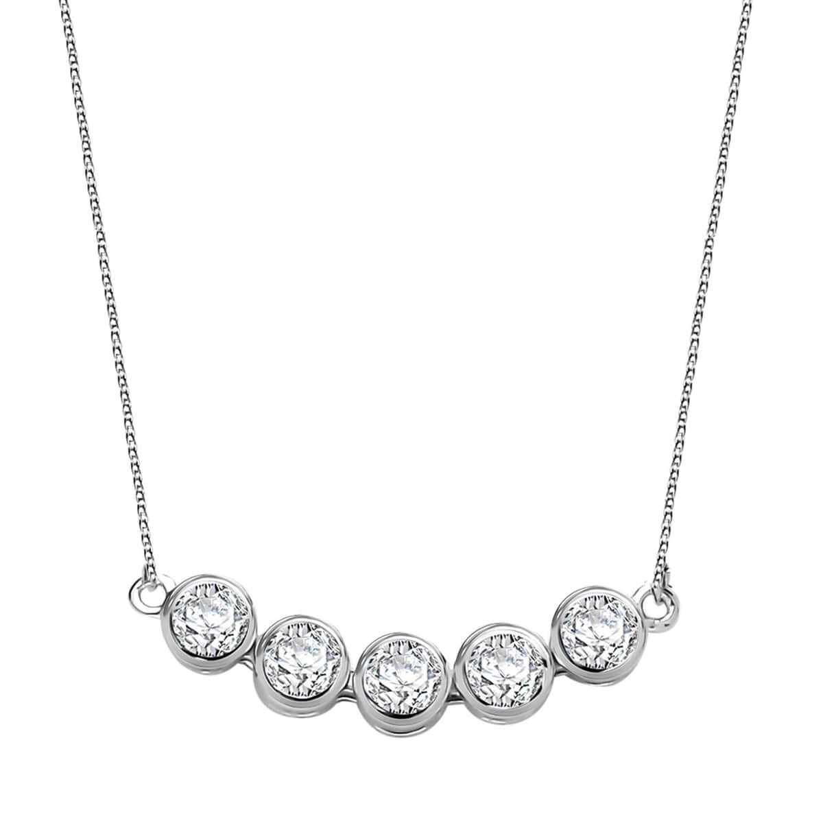 Moissanite 1.40 ctw Necklace in Rhodium Over Sterling Silver 18 Inches image number 0