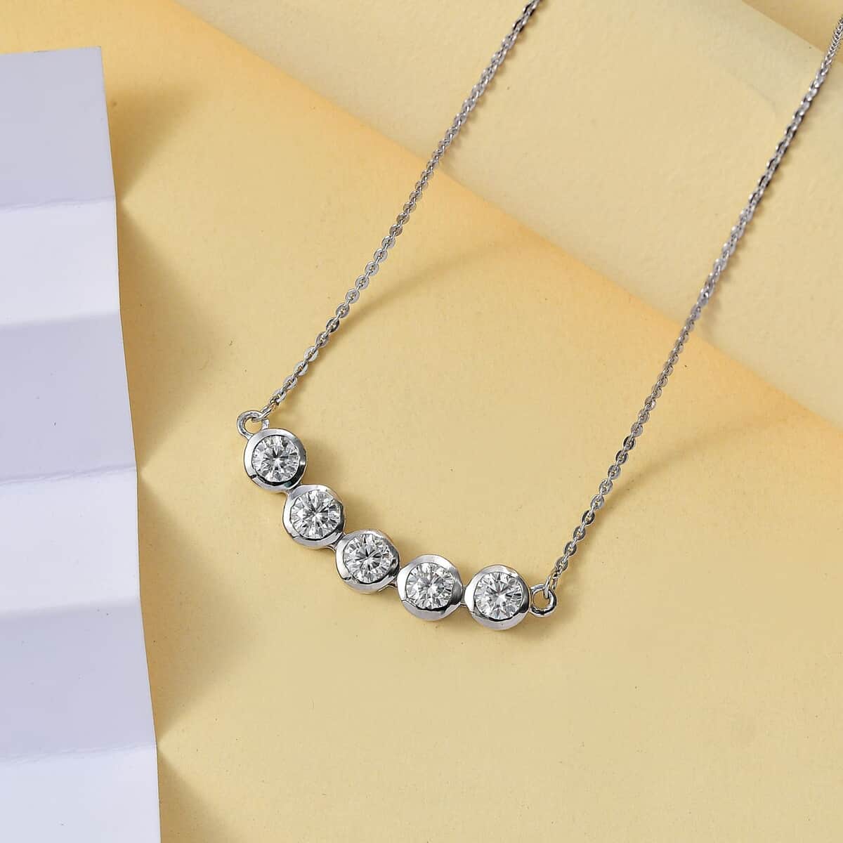 Moissanite 1.40 ctw Necklace in Rhodium Over Sterling Silver 18 Inches image number 1