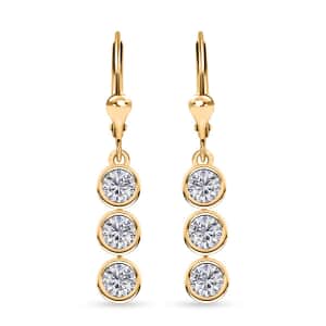 Moissanite 1.75 ctw Lever Back Earrings in 18K Vermeil YG Over Sterling Silver