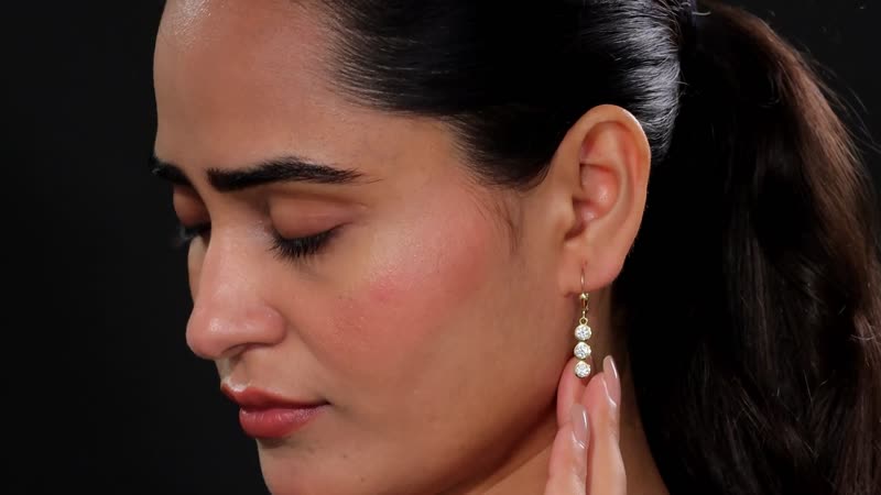 Moissanite 1.75 ctw Lever Back Earrings in 18K Vermeil YG Over Sterling Silver