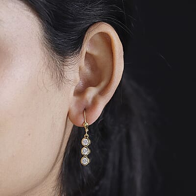 Moissanite 1.75 ctw Lever Back Earrings in 18K Vermeil YG Over Sterling Silver