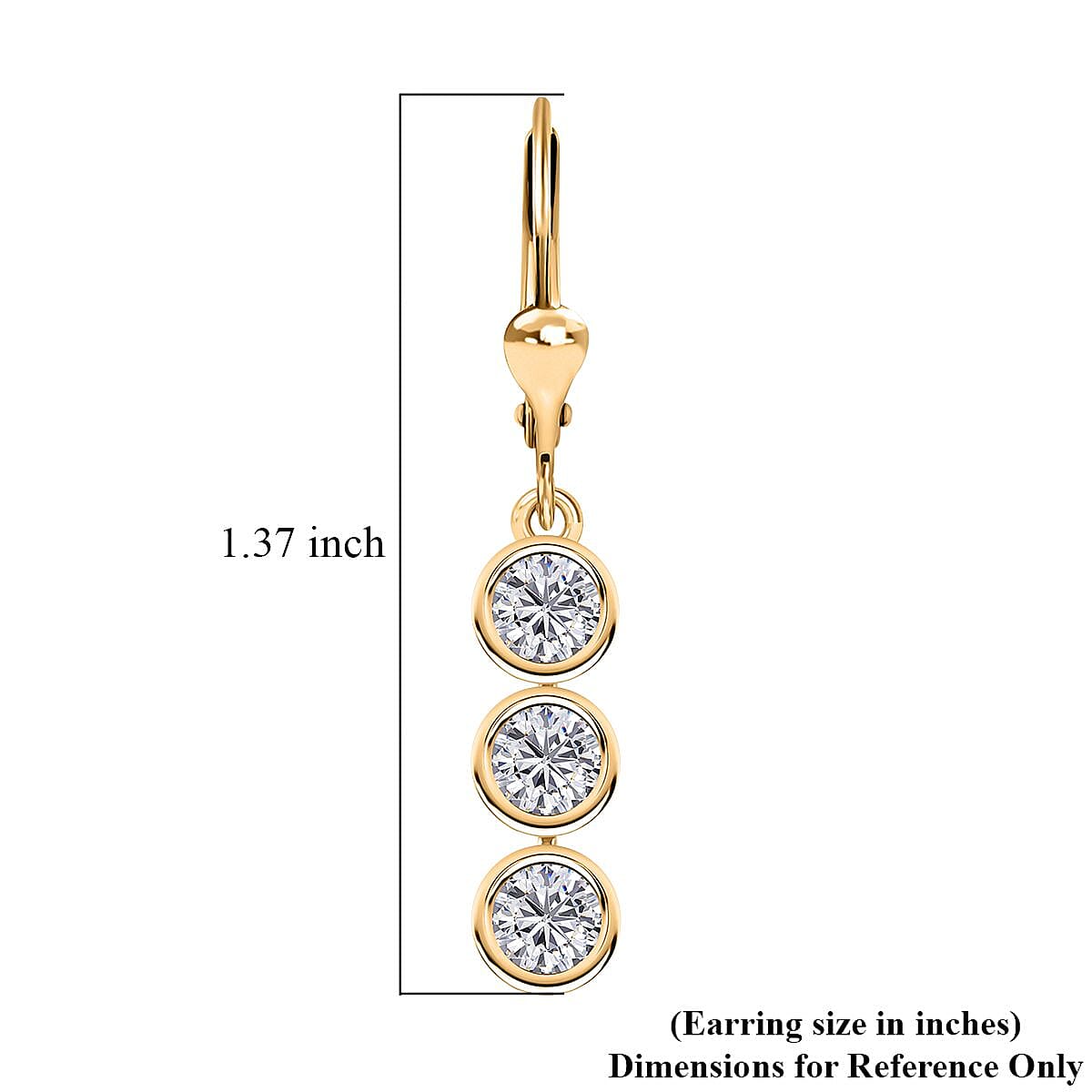 Moissanite 1.75 ctw Lever Back Earrings in 18K Vermeil YG Over Sterling Silver