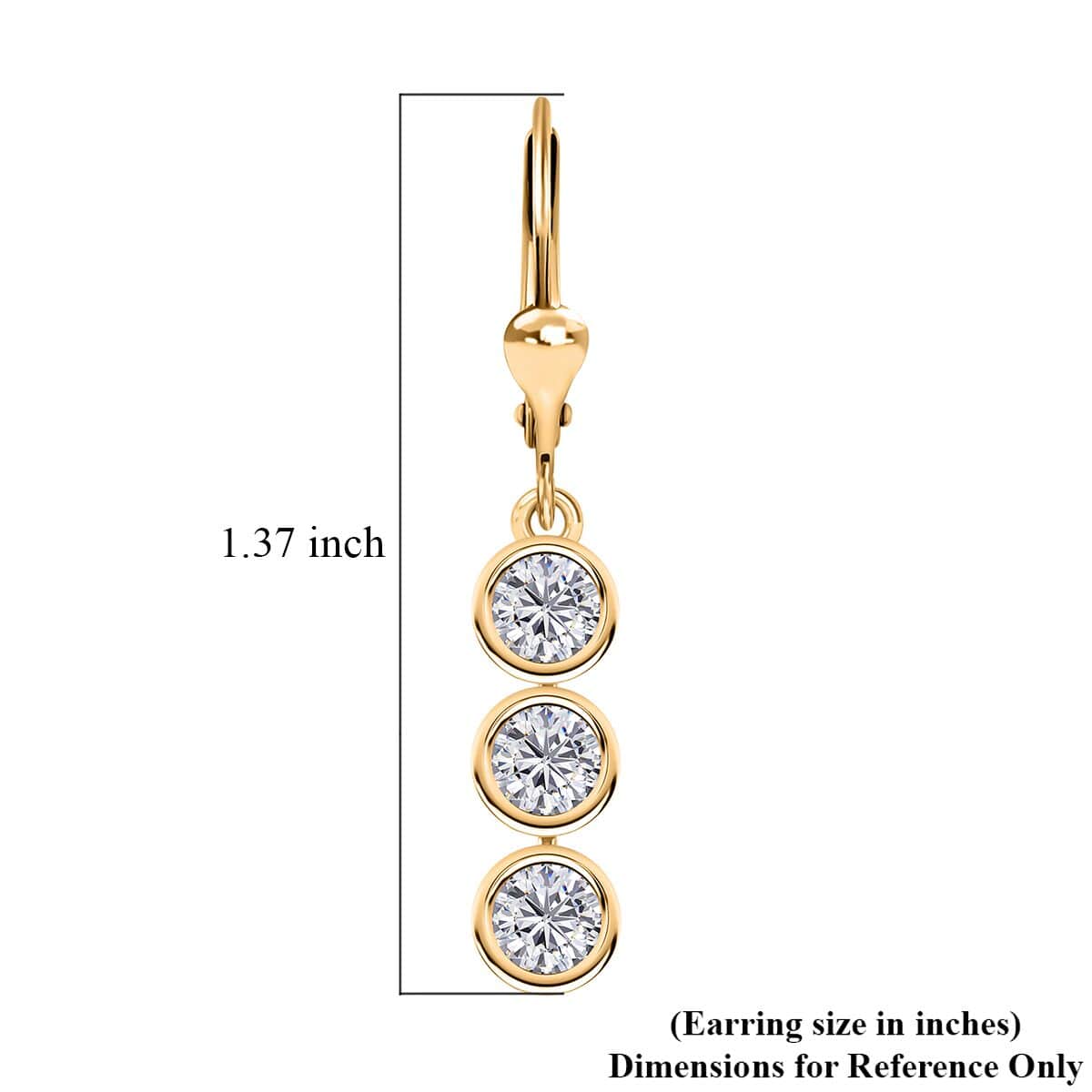 Moissanite 1.75 ctw Lever Back Earrings in 18K Vermeil YG Over Sterling Silver image number 4