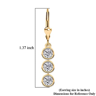 Moissanite 1.75 ctw Lever Back Earrings in 18K Vermeil YG Over Sterling Silver